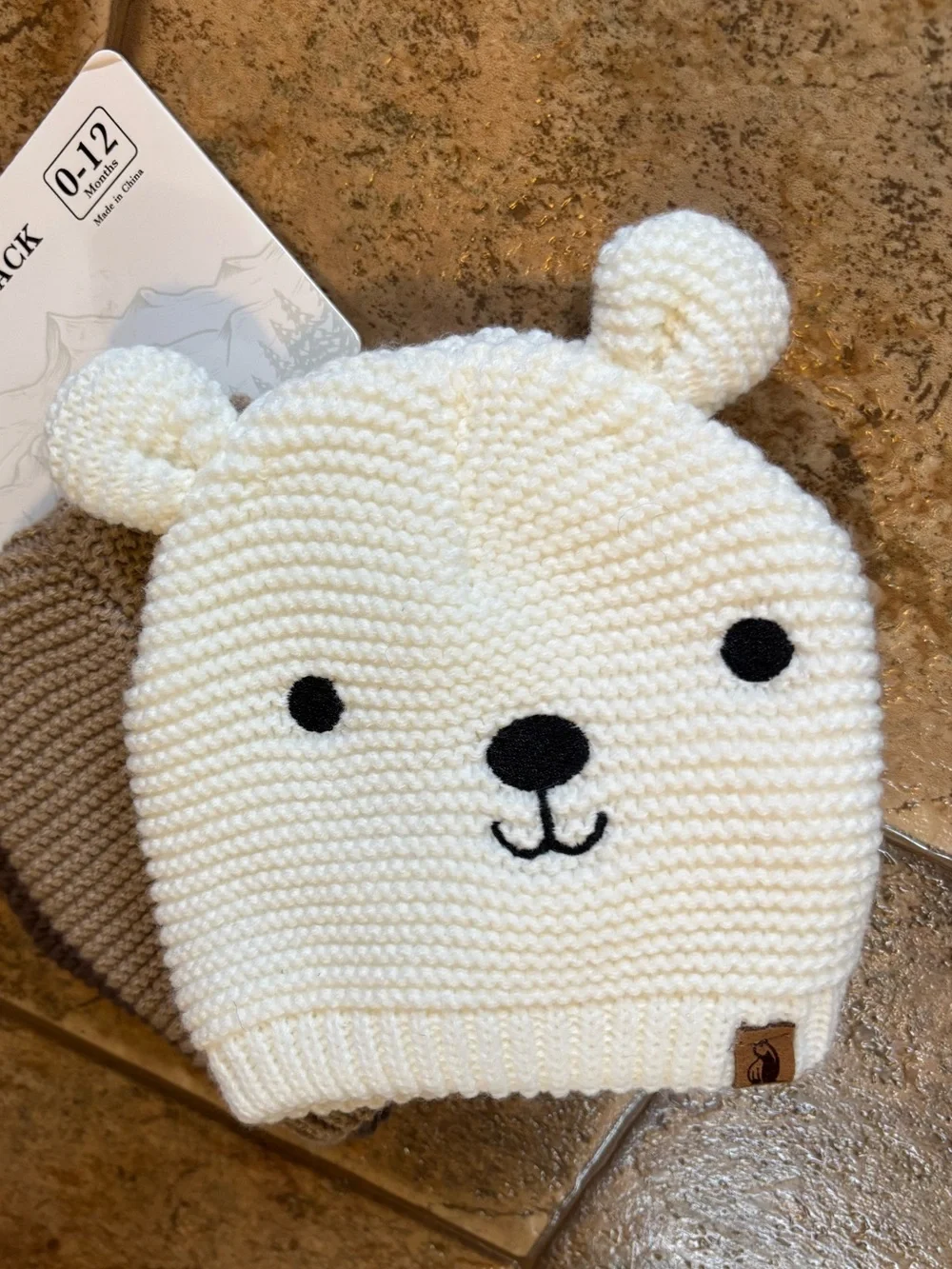 NWT Rugged Bear 3 pack Knit baby hats sz 0-12 months
